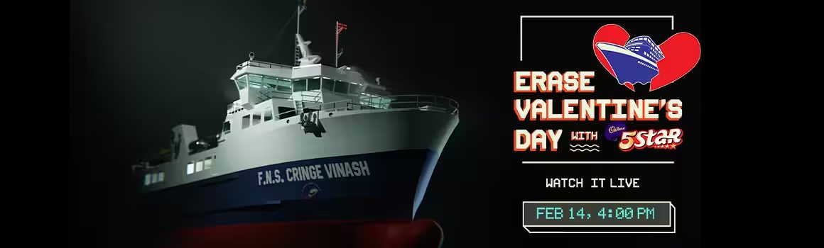 Erase Valentine's Day with 5 Star: the F.N.S. Cringe Vinash at sea, with the live broadcast time of 14 February, 4:00 PM.
