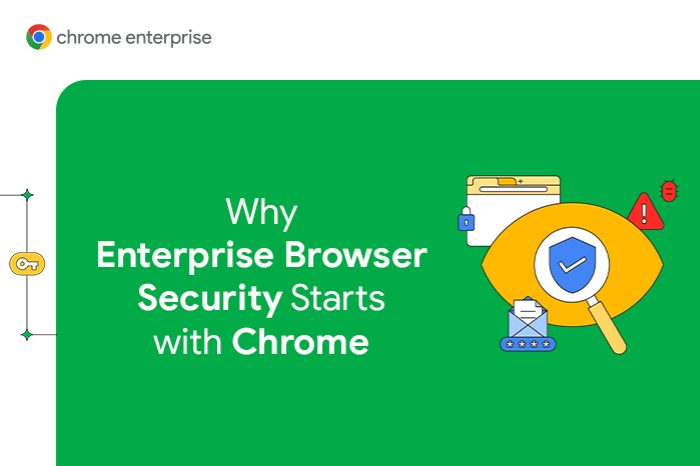 Editorial graphic: why enterprise browser security starts with Chrome.