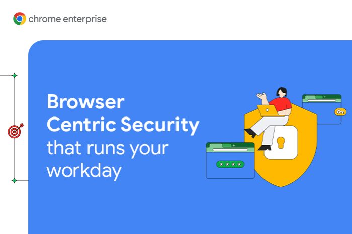 Editorial graphic: browser-centric security that runs your workday.