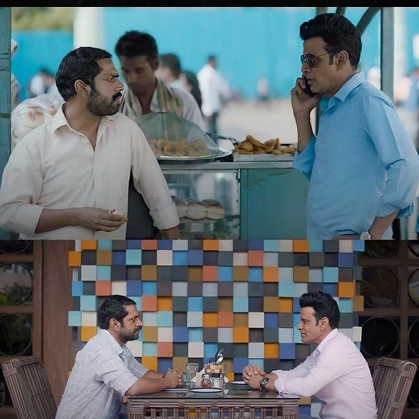Collage post drawing visual parallels between the two seasons of The Family Man.