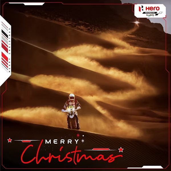 Festive Christmas social post for Hero MotoSports.